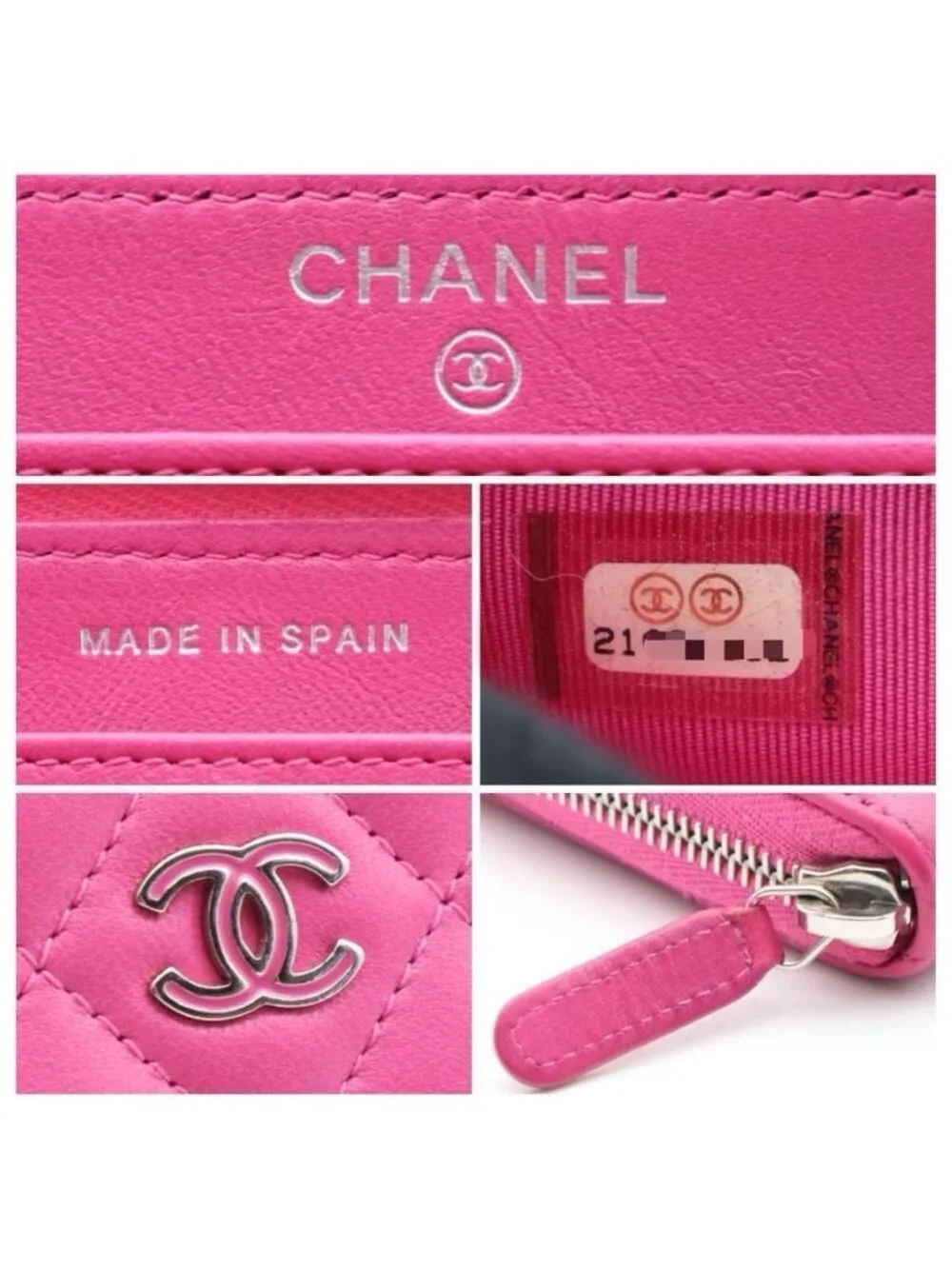 Chanel Zip Around Wallet Quilted Pink